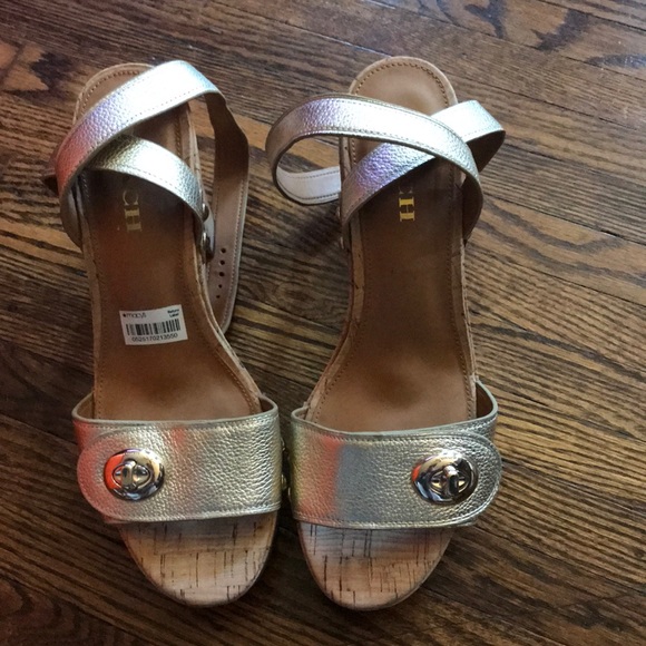 Coach Shoes - Coach gold platform sandal